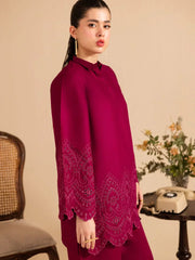 Wine Blossom – Chikankari Stitched 2 Piece