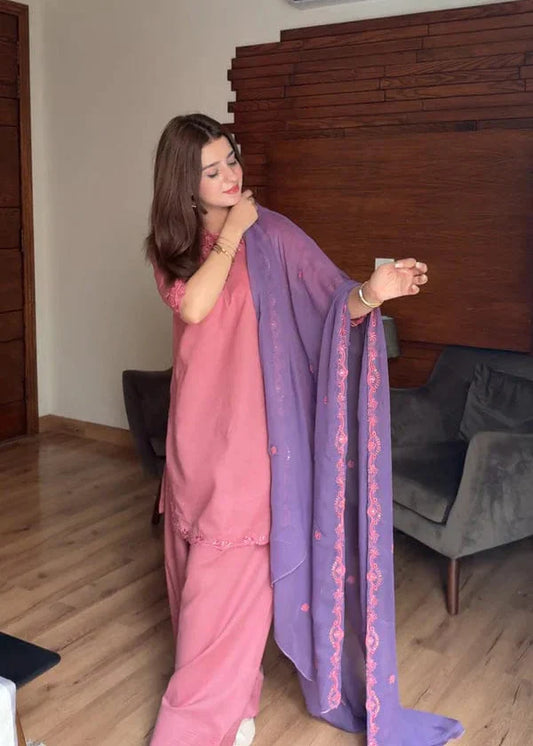 Blush Whisper β Embroidered Farshi Set