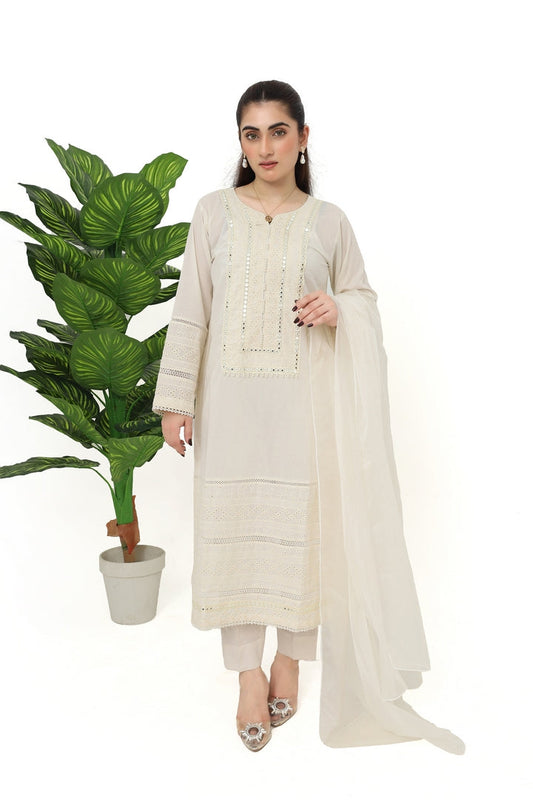 Ivory Glow β Stitched Embroidered Lawn 3 Piece