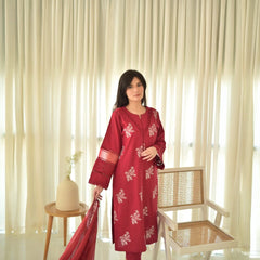 JENIFER Maroon Embroidered 3PC