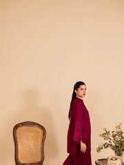 Wine Blossom – Chikankari Stitched 2 Piece