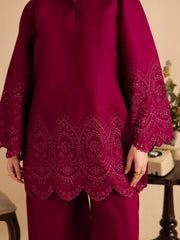 Wine Blossom – Chikankari Stitched 2 Piece