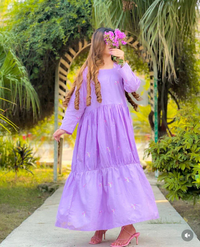 Moonlit Lilac – Embroidered Frock