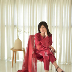 JENIFER Maroon Embroidered 3PC